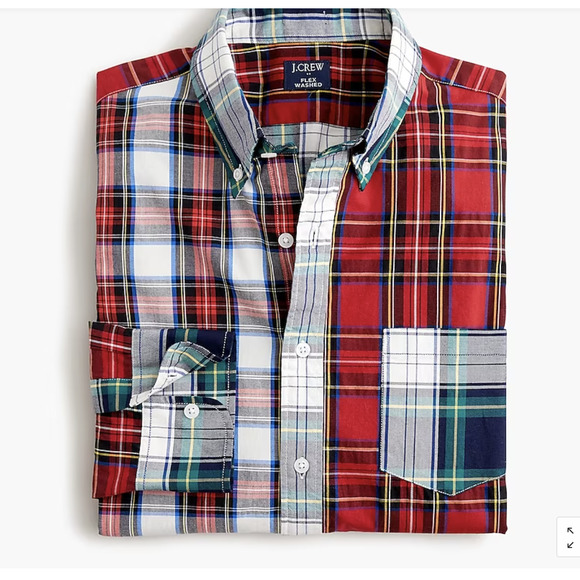 J Crew Factory Slim Untucked Holiday Tartan Plaid Button-up Shirt | Mens M, NEW! - Picture 1 of 5
